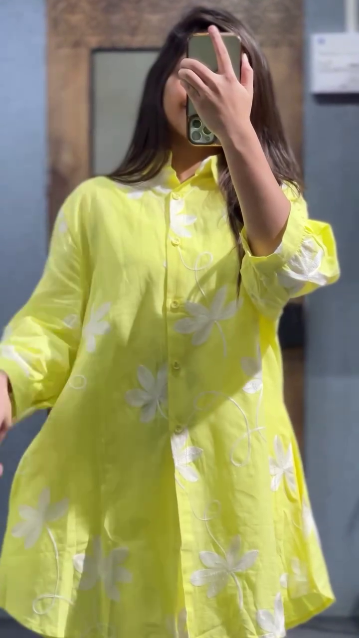 Cotton Embroidered Top with Poplin Bell Bottom Pant - image 2
