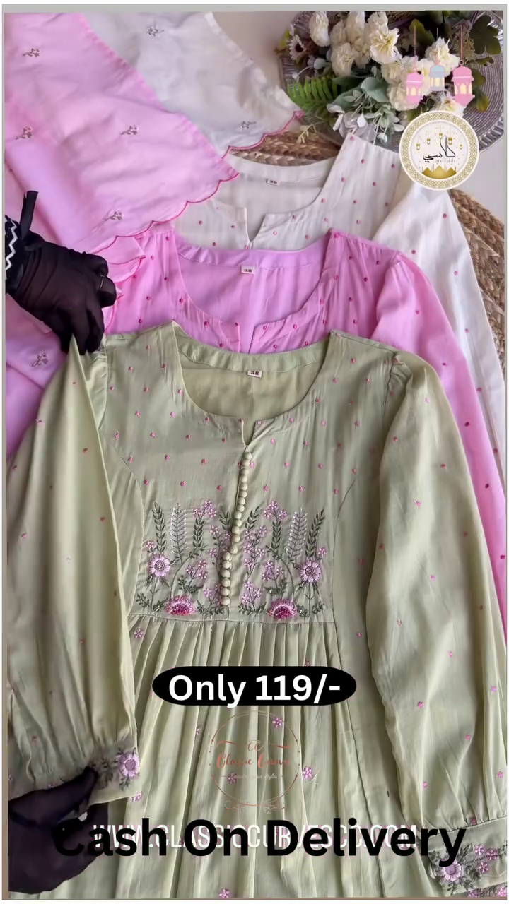 Women Floral Embroidered Regular Thread Work Pure Cotton Kurta with Palazzos & With Dupatta - image 8