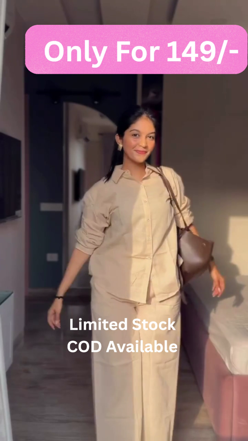 Rust Orange Linen Co-Ord Set – Relaxed Shirt & Wide-Leg Trousers for Effortless Style - image 2