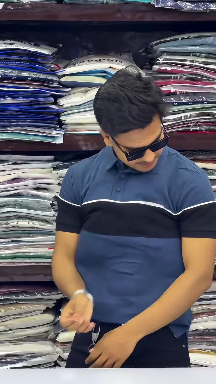 Men’s Cotton Color Block Polo Neck Half Sleeve WhiteBlack Color T-Shirt S Size - image 3